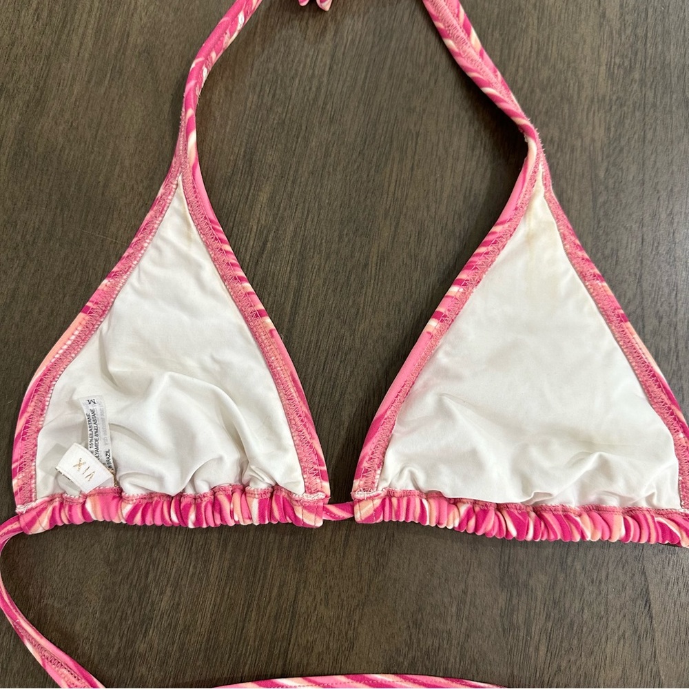 Vix Swimwear Bikini Top Beaded Pink Halter Size Medium - Picture 5 of 8